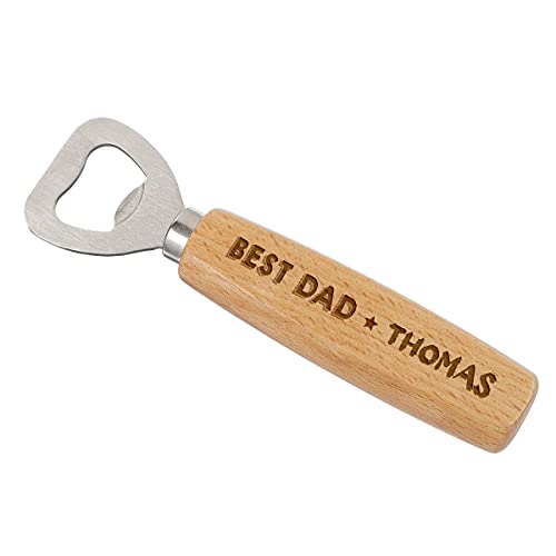 polar-effekt Flaschenöffner mit Lasergravur - 13 cm Kapselheber mit Wunschmotiv - Für Bier Genießer - Geschenk für besondere Anlässe - Motiv Best Dad von polar-effekt