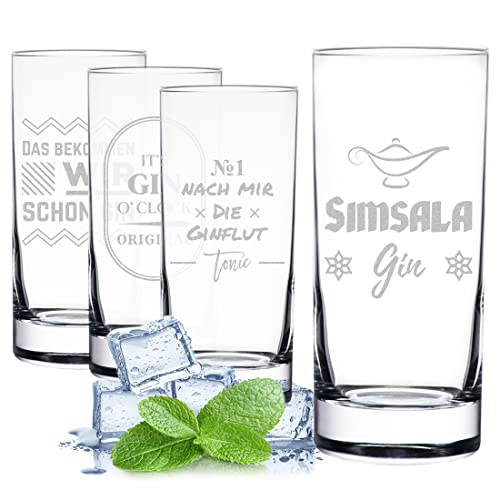 polar-effekt Gin Tonic Trinkgläser 4er-Set mit Spruch Gravur - Cocktailglas für alle Getränke - spülmaschinenfest und BPA-Frei - Geschenk für Frauen und Männer von polar-effekt