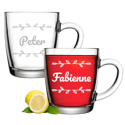 polar-effekt Glas Teetasse 340 ml 2 Stück mit personalisierter Gravur - Teebecher mit Namen - hitzebeständiges Teeglas - für heiße und kalte Getränke polar-effekt Glas Teetasse 340 ml 2 Stück mit personalisierter Gravur - Teebecher mit Namen - hitzebeständiges Teeglas - für heiße und kalte Getränke von polar-effekt