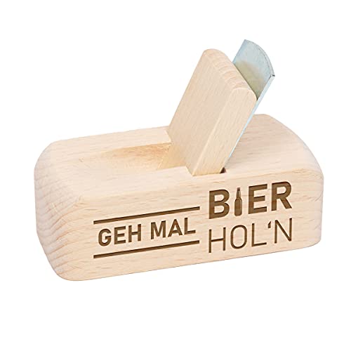 polar-effekt Kronkorkenöffner für Bierflaschen aus Holz mit Wunschmotiv - Party & Spaß Geschenk - Partygäste, Biertrinker - echte Genießer - Motiv GEH mal Bier hol'n von polar-effekt