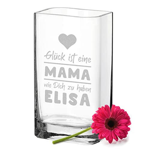 polar-effekt Leonardo Glas-Vase mit Wunschgravur zum Muttertag - Blumenvase mit Name - Geschenk für Mama - Frauengeschenk - handgefertigtes Unikat Tulpenvase - Geschenkidee zum Valentinstag von polar-effekt