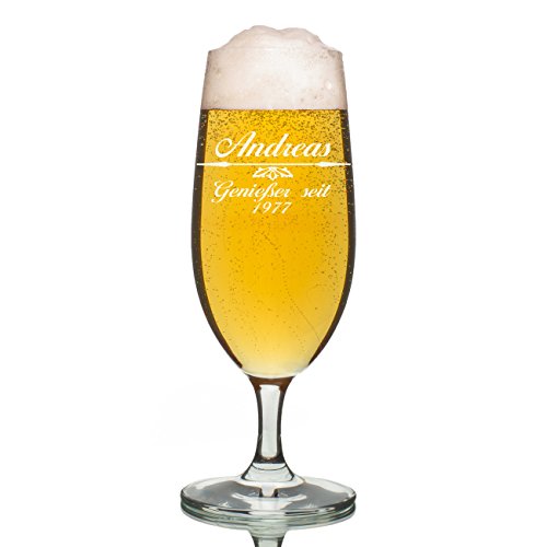 polar-effekt Leonardo Pilstulpe 0,3 Liter mit personalisierter Gravur - Bierglas für Männer - Geschenk-Idee für Papa, Opa und Kollegen von polar-effekt