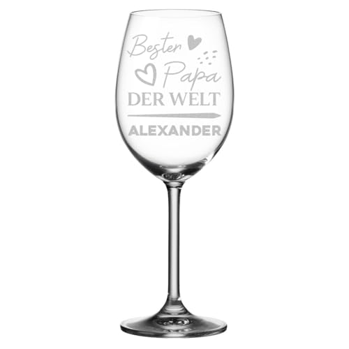 polar-effekt Leonardo Weinglas 460 ml mit Gravur Bester Papa der Welt - Geschenk zum Geburtstag und Vatertag - personalisiertes Männergeschenk - für Weinliebhaber von polar-effekt