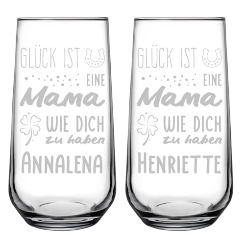 polar-effekt Longdrink Cocktailgläser 470 ml 2er-Set mit Gravur - personalisiertes Trinkglas - für Drinks, Cocktails und Wasser - Geschenk für Mama - BPA-Frei von polar-effekt