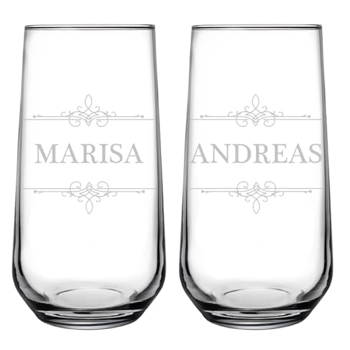 polar-effekt Longdrink Gläser 2er-Set 470 ml mit Gravur - Trinkglas für Wasser, Saft und Drinks - für zu Hause und Partys - Geschenk zum Geburtstag - BPA-Frei von polar-effekt