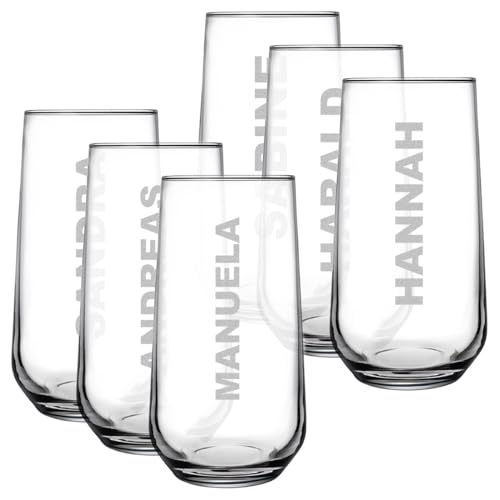 polar-effekt Longdrink Gläser 470 6er Set mit personalisierter Gravur - spülmaschinenfeste Trinkgläser - für Drinks, Wasser und Säfte - das Geburtstagsgeschenk von polar-effekt