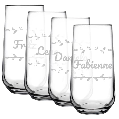 polar-effekt Longdrink Trinkglas 470 ml 4er-Set mit Gravur - Gläser für Wasser, Saft und Cocktails - Geschenk zum Geburtstag - wiederverwendbares Wasserglas von polar-effekt