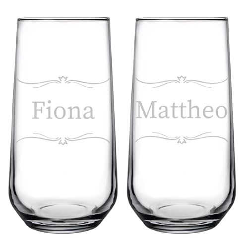 polar-effekt Longdrinkgläser 470 ml 2er-Set mit personalisierter Gravur - spülmaschinenfeste Wassergläser - bleifrei und BPA-Frei - ideal als Geburtstagsgeschenk von polar-effekt