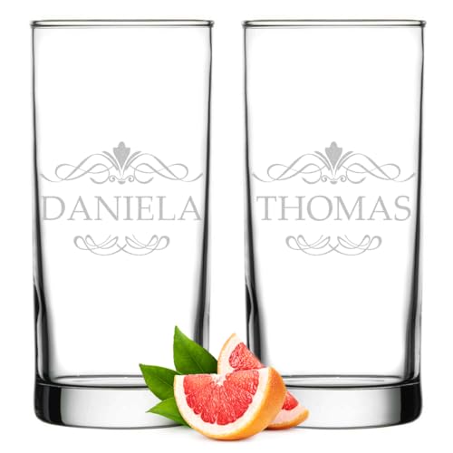 polar-effekt Longdrinkgläser 485 ml 2er Set mit Gravur - Personalisiertes Trinkglas mit Namen - Geschenk für Paare zum Jahrestag - ideal für Cocktails und Drinks von polar-effekt