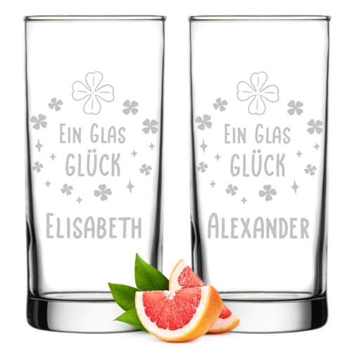 polar-effekt Longdrinkgläser 485 ml Set 2 teilig mit Gravur - personalisierte Cocktailgläser - ideal als Geschenk-Idee - Gläser für Wasser, Cocktails und Saft von polar-effekt