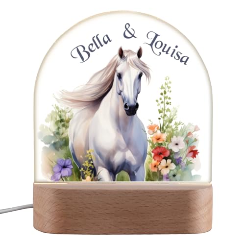polar-effekt Nachticht für Mädchen mit Pferde-Motiv personalisiert - Geschenk zur Taufe & Geburtstag - Dimmbare Nachtlampe für Kinder - 3 verschiedene Lichtmodi von polar-effekt