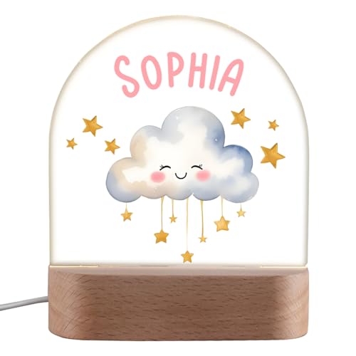 polar-effekt Nachtlicht LED Baby für Mädchen mit Regenbogen Motiv - Personalisiertes Geschenk für Kinder - Dimmbares Licht mit 3 Stufen - Nachttischlampe mit Namen von polar-effekt