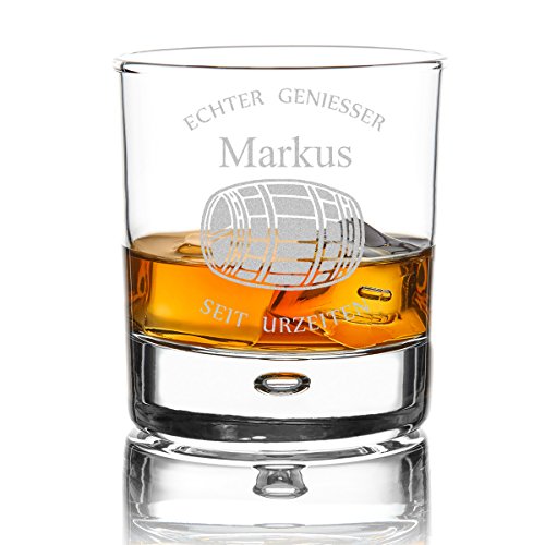 polar-effekt Personalisierbares Whiskeyglas mit Gravur - graviertes Whiskey Glas als Geschenk-Idee für Männer, für Papa - Geschenk für Freund zum Geburtstag - Motiv Holzfass von polar-effekt