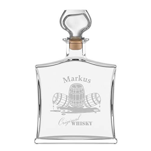 polar-effekt Personalisierte Edle Whiskyflasche mit Gravur - 700 ml Dekanter mit Glass Verschluss - Whisky-Karaffe Originelles Motiv Whiskyfass von polar-effekt