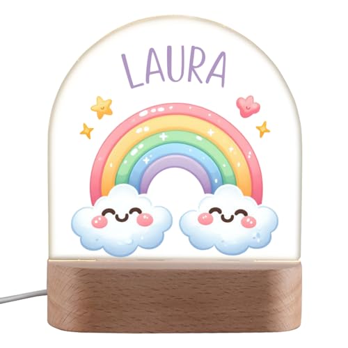 polar-effekt Personalisiertes LED-Nachtlicht für Mädchen mit Wunschnamen - Geschenke für Babys zur Taufe & Geburt - Licht in 3 Stufen einstellbar - Schlummerlicht für Kinder von polar-effekt