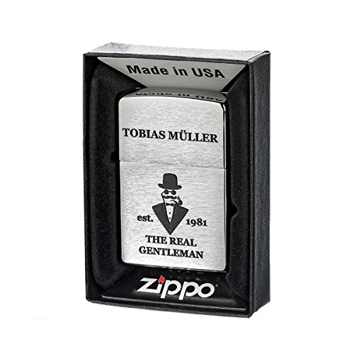 polar-effekt Zippo Feuerzeug mit Gravur personalisiert - Benzin-Feuerzeug mit Geschenkbox - Sturmfeuerzeug Wind und Wetterfest - Geschenk für Männer von polar-effekt