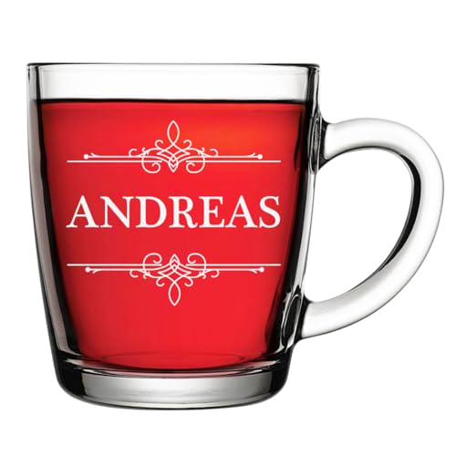 polar-effekt Teegläser 340 ml mit personalisierter Gravur - Wasserglas mit Henkel - geeignet für Tee, Kaffee und Wasser - hitzebeständiges Kaffeeglas von polar-effekt