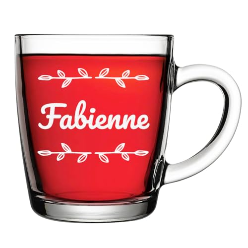 polar-effekt Teeglas 340 ml mit personalisierter Gravur - Tee Tasse mit Henkel - Geschenk zum Muttertag und Valentinstag - spülmaschinenfeste Kaffeetasse von polar-effekt