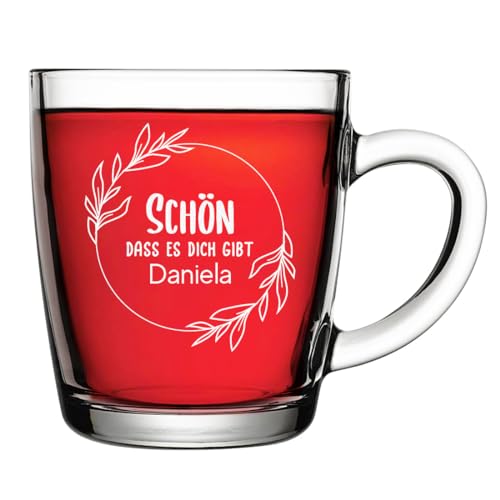 polar-effekt Teetasse 340 ml aus Glas mit personalisierter Gravur - individuelles Teeglas mit Namen - für Kaffee und Tee - spülmaschinenfest und BPA-Frei von polar-effekt
