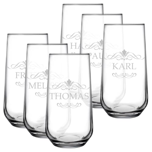 polar-effekt Trinkgläser Longdrink 470 ml 6er Set mit Gravur - Gläser für Drinks, Wasser und Saft - perfekt für Partys und zu Hause - ideal als Geburtstagsgeschenk von polar-effekt