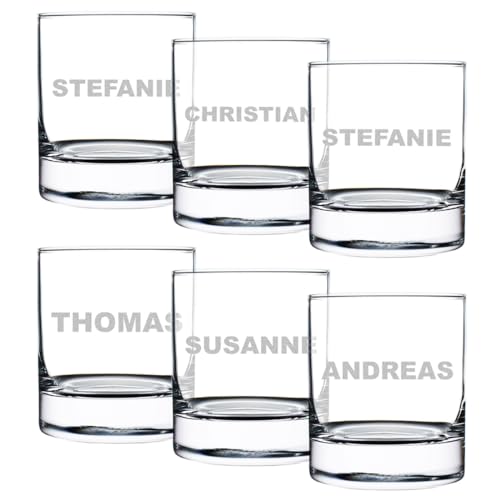 polar-effekt Wasserglas 6er-Set mit Gravur 320 ml - Trinkglas für Cocktails, Drinks, Saft, Wasser - Kristalglas - Saftglas - Weihnachten, Jubiläum Universalgläser von polar-effekt