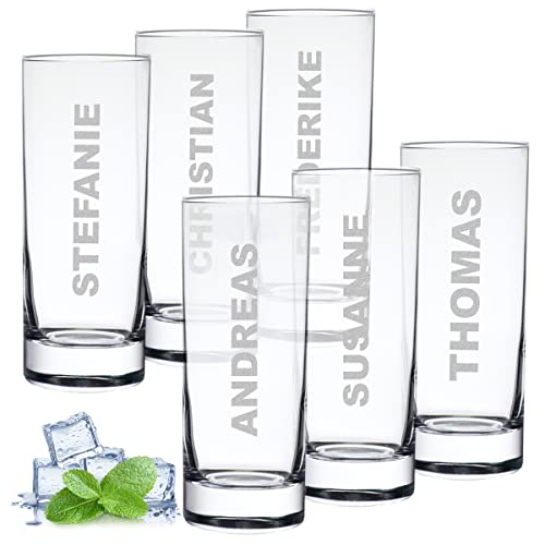 polar-effekt Wasser Trinkgläser 6er-Set 485 ml mit Gravur - personalisierte Wassergläser - spülmaschinenfeste Gläser für Cocktails, Wasser und Saft von polar-effekt