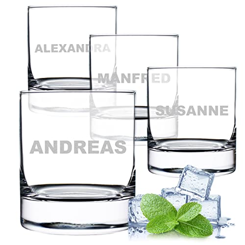 polar-effekt Wasserglas Trinkglas 4er-Set mit Gravur - 320 ml Volumen - Lieblingsgetränke - Universalgläser als Wassergläser Saftgläser Schorlegläser - für Drinks und Cocktails - Saft, Wasser, Cola von polar-effekt