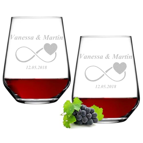 polar-effekt Weingläser 425 ml 2er Set mit personalisierter Gravur - Weinkelch mit Namen - Geschenk zur Hochzeit, Jahrestag und Verlobung - spülmaschinenfestes Glas polar-effekt Weingläser 425 ml 2er Set mit personalisierter Gravur - Weinkelch mit Namen - Geschenk zur Hochzeit, Jahrestag und Verlobung - spülmaschinenfestes Glas von polar-effekt