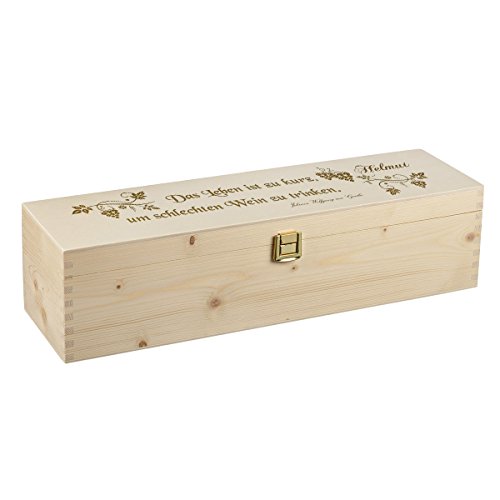 Weinkiste Holzbox mit Gravur – Personalisierte Geschenkbox für Weinflasche Weinpräsent – Aufbewahrungskiste Geschenkidee zum Geburtstag oder Weihnachten - Motiv Poesie von polar-effekt