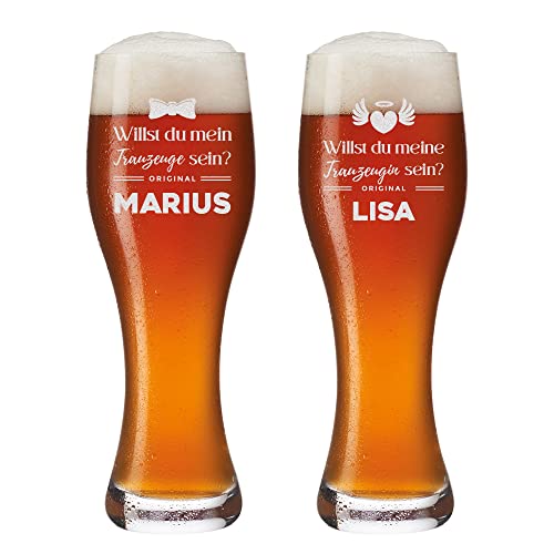 polar-effekt Weizenbiergläser mit Gravur 2er Set - Willst du Trauzeuge und Trauzeugin Sein - Bierglas Geschenk für Freundin Freund - Hochzeit Trauung polar-effekt Weizenbiergläser mit Gravur 2er Set - Willst du Trauzeuge und Trauzeugin Sein - Bierglas Geschenk für Freundin Freund - Hochzeit Trauung von polar-effekt