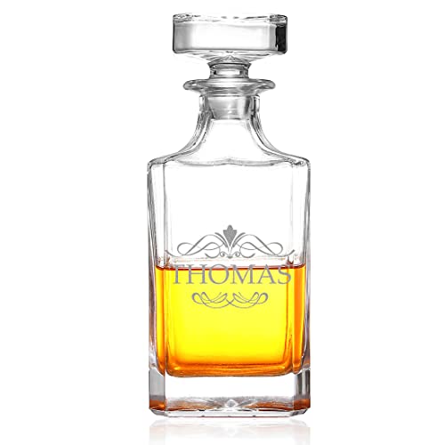 polar-effekt Whisky Dekanter 700 ml mit Wunschgravur - Motiv: Ornament - mundgeblasen - 700 ml Volumen - von Hand graviert - Scotch, Bourbon, Rum - Männer, Väter, Bruder - Geschenk, Geburtstag von polar-effekt