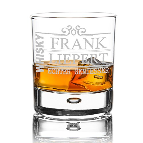 polar-effekt Whiskyglas Personalisiert 330 ml - Geschenk-Idee für Männer - Tumbler Whiskeyglas inkl. Gravur mit Motiv Vorname/Nachname Ornament von polar-effekt