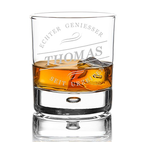 polar-effekt Whiskyglas Personalisiert mit Gravur 330 ml - Geschenk-Idee für Männer - Tumbler Whiskeyglas - Individuelles Geschenkidee zum Geburtstag - Motiv Geniesser seit Urzeiten von polar-effekt