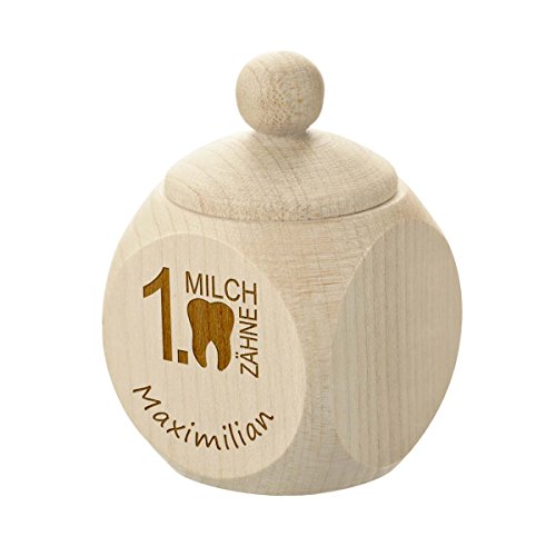 polar-effekt Zahndose aus Holz mit Gravur - Personalisierte Baby Zahnbox für Milchzähne als Geschenke für Jungen und Mädchen - Motiv erste Milchzähnchen von polar-effekt