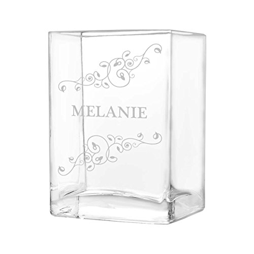 kleine Blumenvase Vase Personalisiert mit Gravur - Geschenkidee zur Hochzeit oder Muttertag - Motiv Blumenranken von polar-effekt