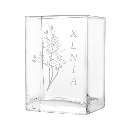 kleine Blumenvase Vase Personalisiert mit Gravur - Geschenkidee zur Hochzeit oder Muttertag - Motiv Kirschblüten von polar-effekt
