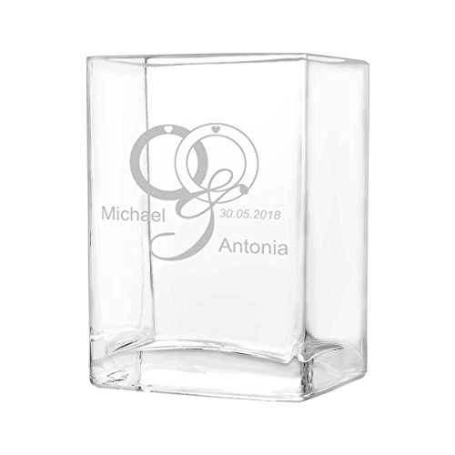 polar-effekt kleine Blumenvase Vase Personalisiert mit Gravur - Geschenkidee zur Hochzeit oder Muttertag - Motiv verschlungene Ringe von polar-effekt
