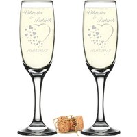 2Er Set Sektgläser 210 Ml Mit Personalisierter Gravur - Geschenk Zur Hochzeit Und Verlobung Für Mann Frau Geeignet Bpa-Frei von polareffekt