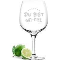Gin Glas Mit Gravierten Spruch - Tonic Water Sommergetränk Cocktail Drink Motiv Du Bist Gin-Nial von polareffekt