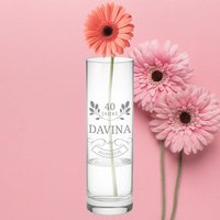 Glas Blumenvase Mit Personalisierter Gravur Zum Geburtstag - Geburtstagsgeschenk Für Frauen Deko Vase Wohnzimmer & Schlafzimmer Glas Blumenvase Mit Personalisierter Gravur Zum Geburtstag - Geburtstagsgeschenk Für Frauen Deko Vase Wohnzimmer & Schlafzimmer von polareffekt