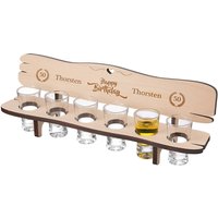 Schnapsbank Mit 6 Schnapsgläser - Schnapsgläser Holz Geschenkidee Graviert, Personalisiert Wunschmotiv Happy Birthday von polareffekt