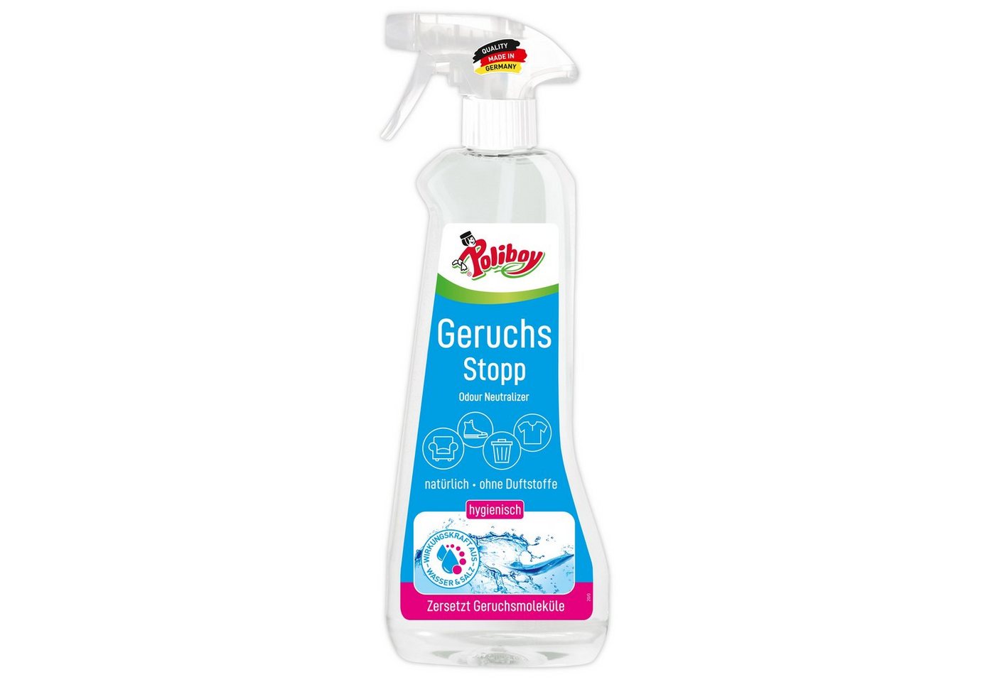 poliboy Aktiv Geruchs Stopp - 500ml Reinigungsspray (verbannt schlechte Gerüche von Oberflächen - Made in Germany) von poliboy