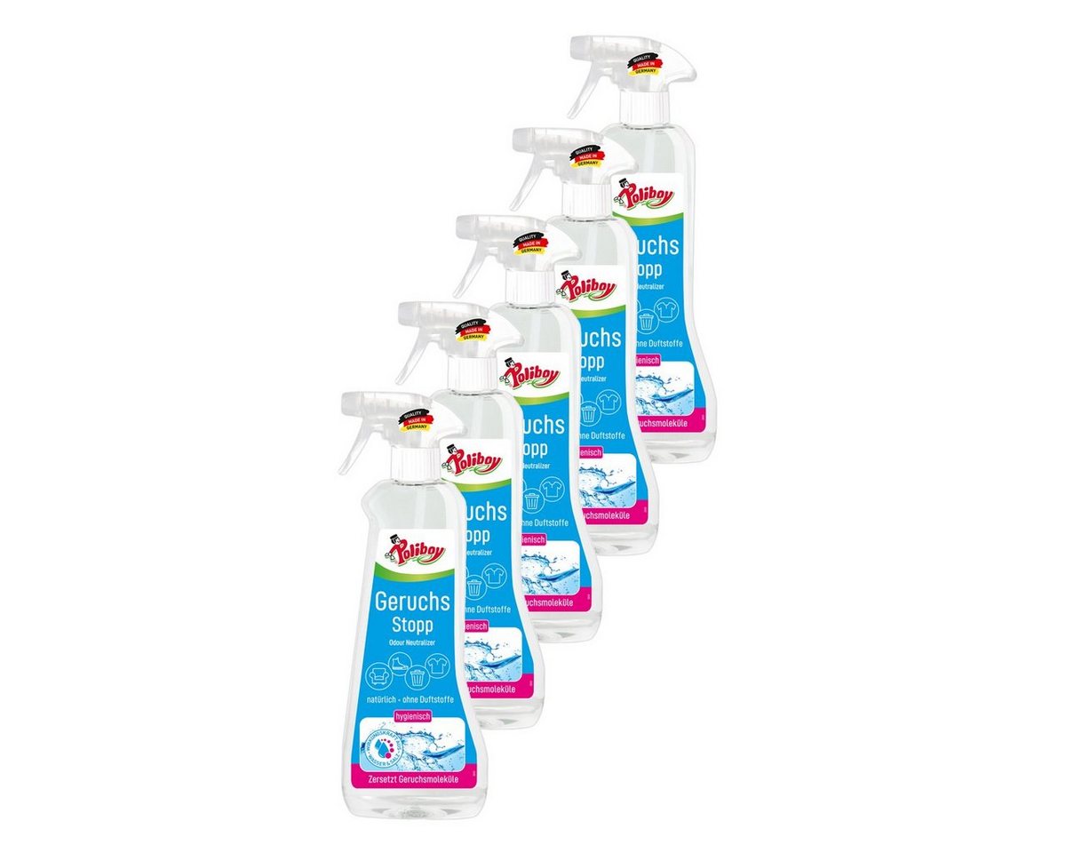 poliboy Aktiv Geruchs Stopp - 5x500ml Reinigungsspray (verbannt schlechte Gerüche von Oberflächen - Made in Germany) von poliboy