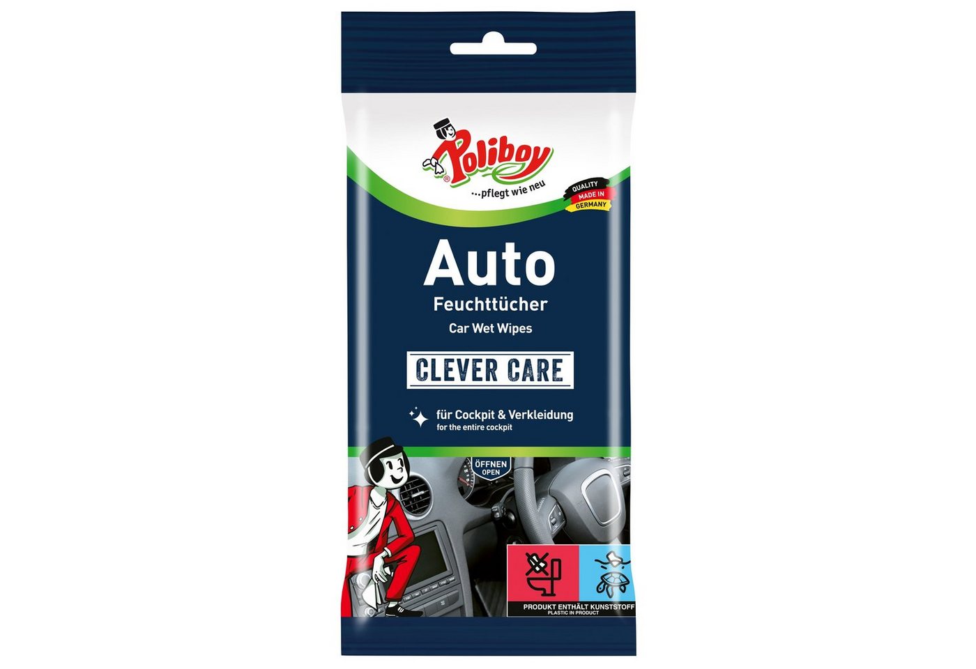 poliboy Auto Putztücher - 20 Tücher Reinigungstücher (20x18 cm, perfekt für die gründliche Reinigung des Innenraums - Made in Germany) von poliboy