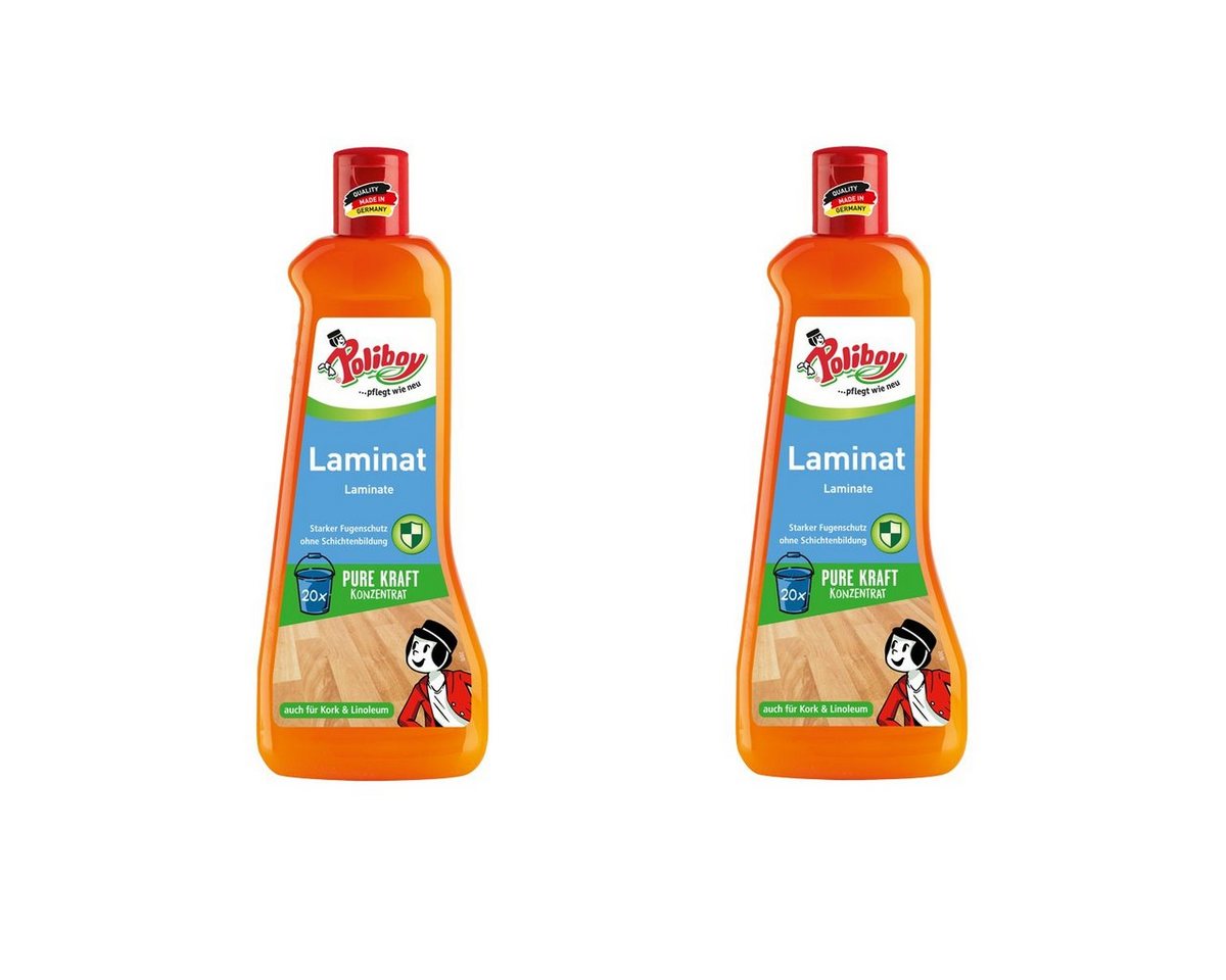 poliboy Laminat Pflege Konzentrat mit Orangenöl - 1 Liter - Laminatreiniger (auch für Kork und Linoleum - Kraftvoll/Streifenfrei - Made in Germany) von poliboy