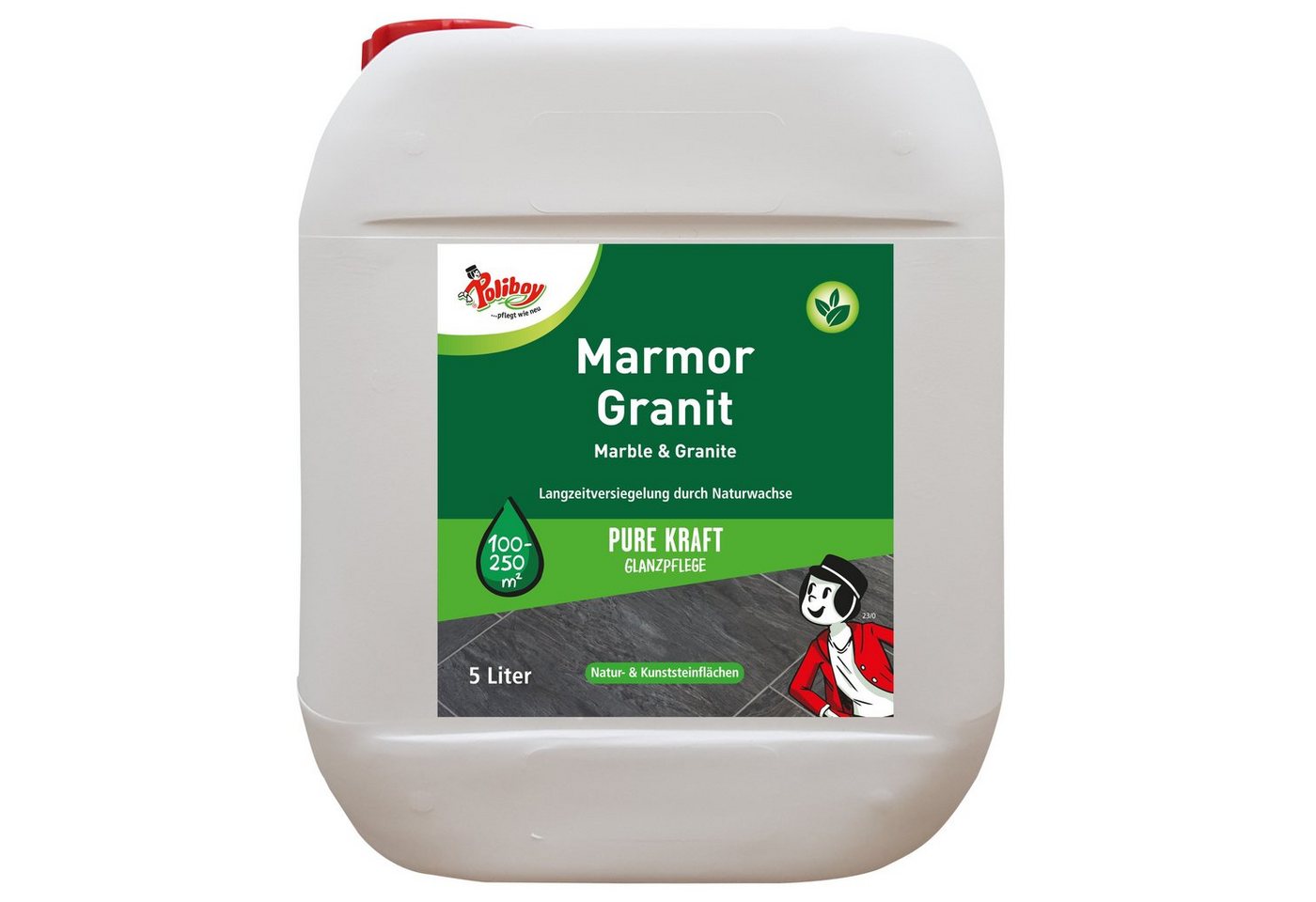 poliboy Marmor Granit Pflege - 5 Liter Steinbodenreiniger (Pflege und Schutz von Natur- und Kunststeinflächen - Made in Germany) von poliboy