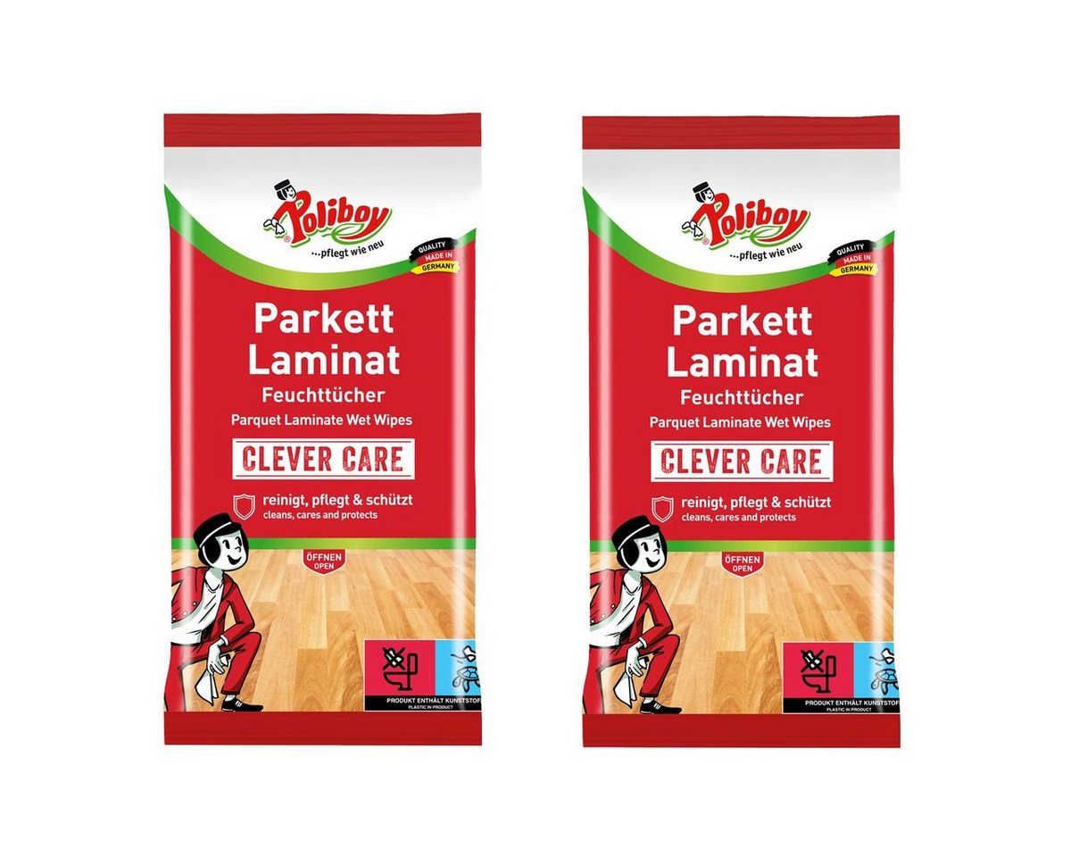 poliboy Parkett & Laminat Putztücher - 30 Tücher Reinigungstücher (30x22 cm, zur Reinigung speziell für Parkett- und Laminatböden - Made in Germany) von poliboy
