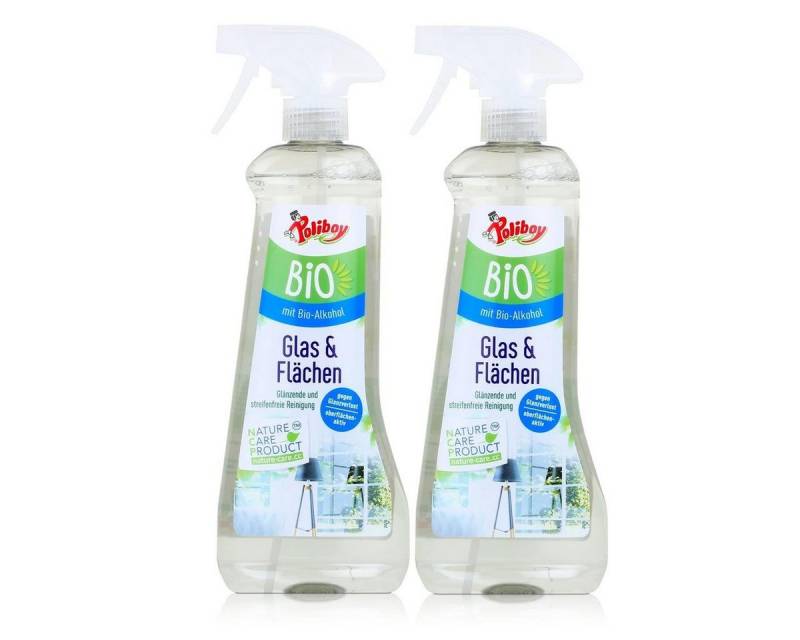 poliboy Poliboy Bio Glas & Flächen-Reiniger 500ml - Mit Bio-Alkohol (2er Pack) Glasreiniger von poliboy