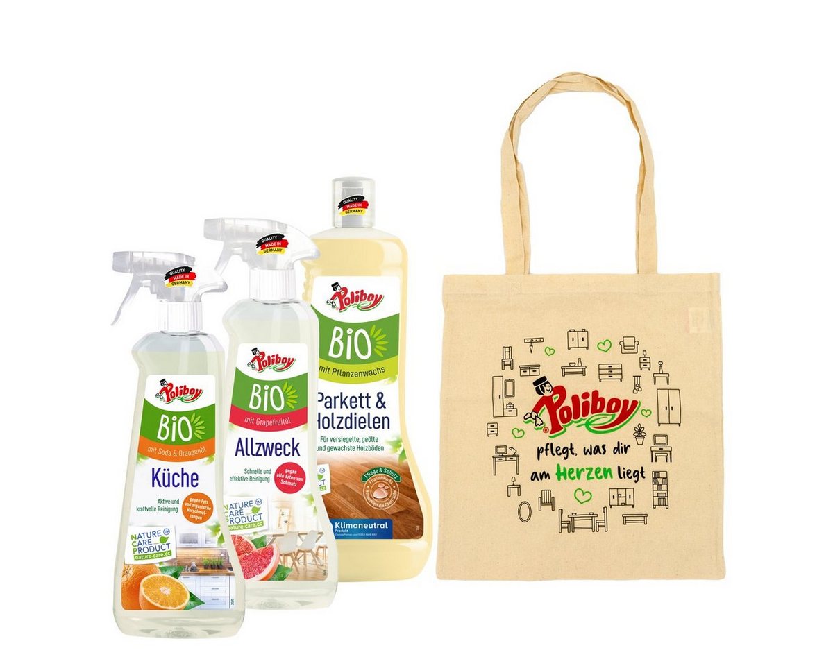poliboy Reinigungsset Bio 2 - 3 Reiniger: 2x500ml, 1x1 Liter Allzweckreiniger (Set zum einfachen Reinigen ihres Haushalts - Made in Germany) von poliboy