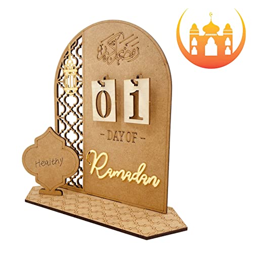 pologmase Eid Mubaraks Kalender, Ramadans Kalender, Ramadans Dekorationen Countdown Kalender für Zuhause, Eid Mubaraks Countdown Kalender Aus Holz Für Ramadans Geschenke von pologmase